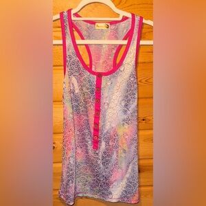 Bonafide Live Colorful  Button-Down Tank Top Large